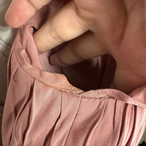 Azazie Dusty Pink Floor Length Front Slit Deep V Neck Bridesmaid Dress Sz 6 GUC - Picture 2 of 10